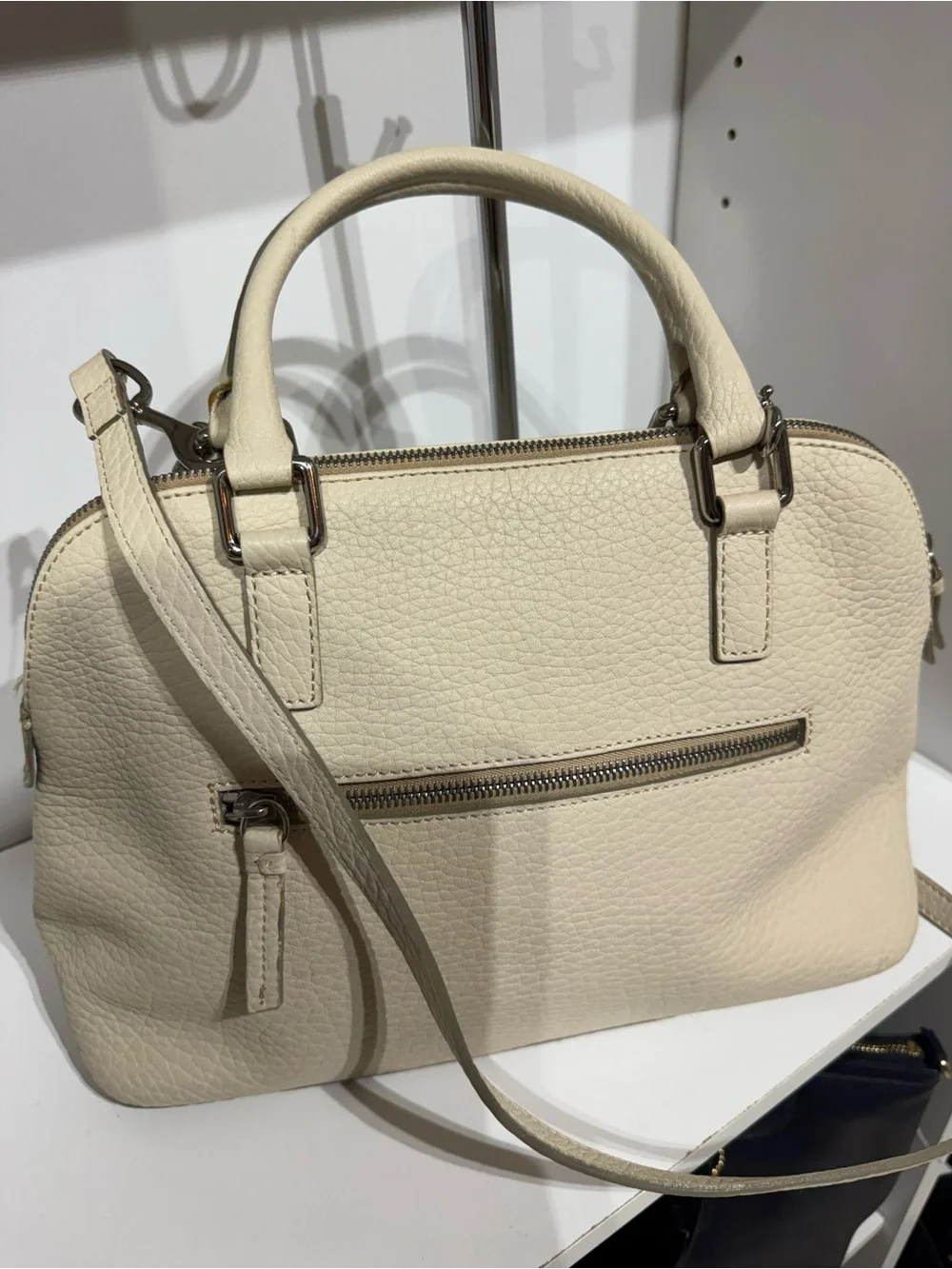 Dooney & Bourke Cream Pebbled Leather Satchel